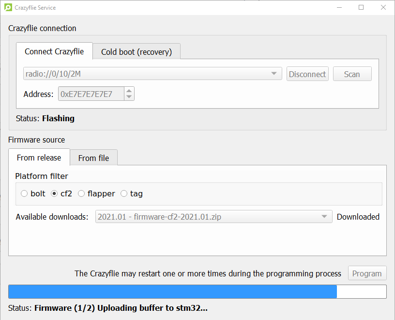 CFclient bootloading