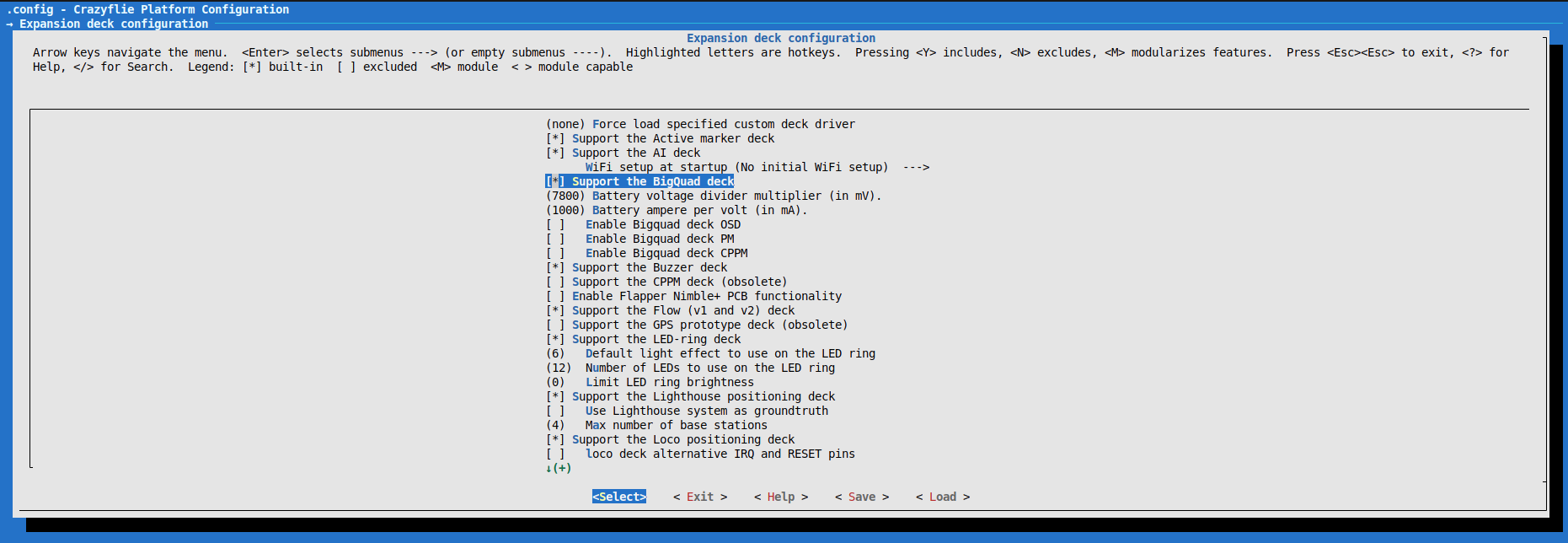 BigQuad in menuconfig