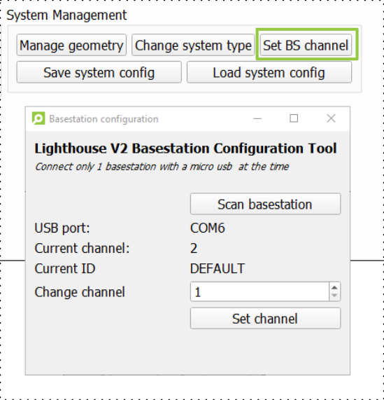 open the base station config dialog